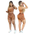 Imagem do Short Feminino Malha Marrom Listrado AJustável com Top