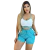 Short Feminino Malha Azul Listrado AJustável com Top