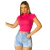 Blusa Feminina Curta Canelada Princesa Cor Rosa: Pink Style - loja online