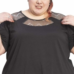 Remera evase de modal con viscosa con rib con brillos en internet