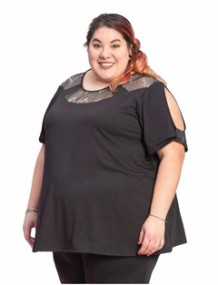 Remera evase de modal con viscosa con rib con brillos