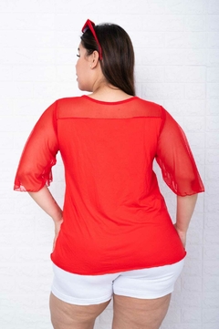 Blusa de modal con viscosa y tul elasizado - tienda online