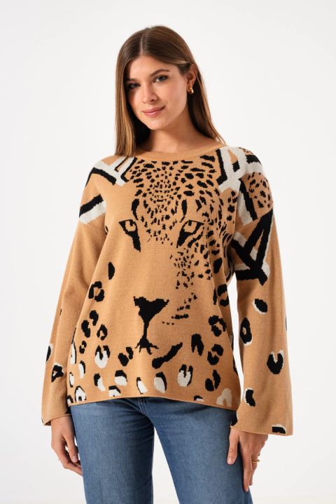Sweater Animal Print Tigre Manga Tipo Oxford - comprar online