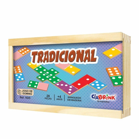 Dominó Tradicional - Jogo de Madeira (28 Peças)