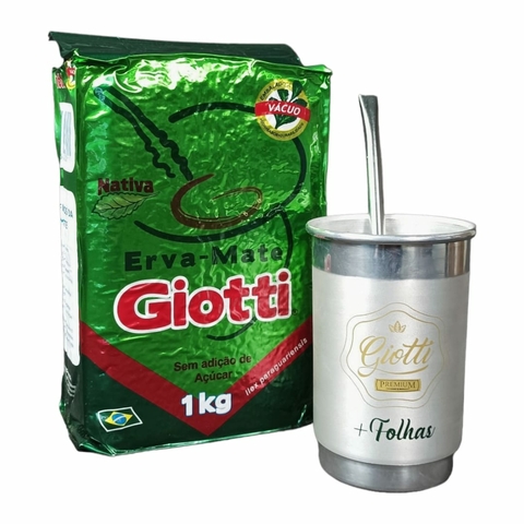 Kit Erva Mate Chimarrão Giotti + cuia + bomba