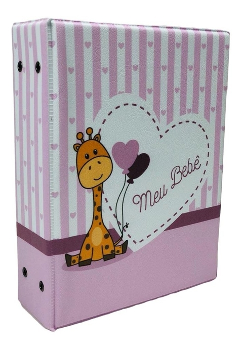 Álbum Capa Meu Bebê Girafa Rosa Para 500 fotos 10x15