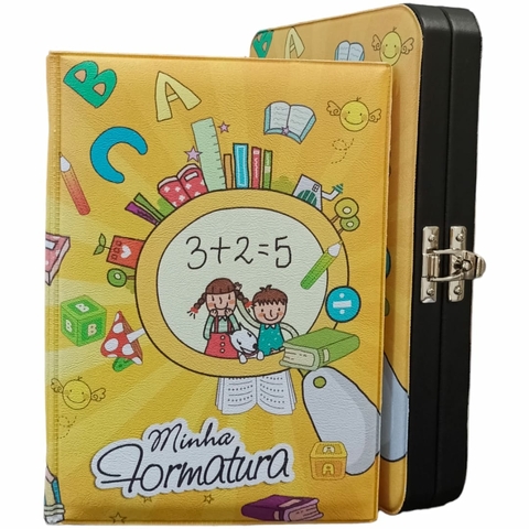 Álbum Maleta Formatura Infantil Amarelo Abc 40 Fotos 15x21