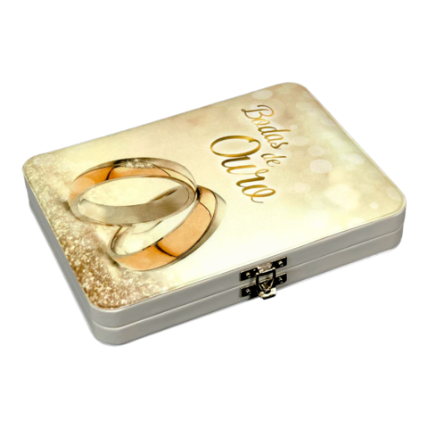 Álbum Maleta Casamento Bodas De Ouro Para 60 Fotos 15x21
