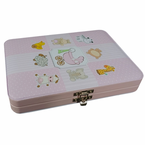 Álbum Maleta Meu Bebê Rosa Animais 100 Fotos 15x21