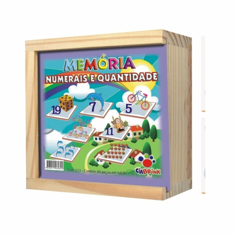 Memória Numerais e Quantidades 40 Peças em Madeira Ciabrink