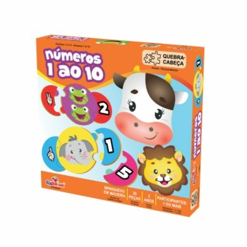 Quebra Cabeça Brinquedo Educativo Numerais do 1 ao 10