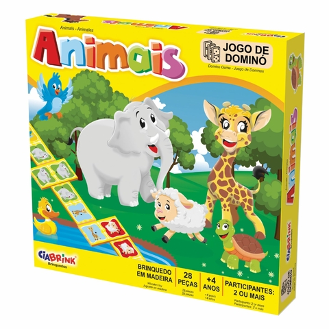 Dominó Animais 28 Peças MDF Jogo Educativo E Pedagógico