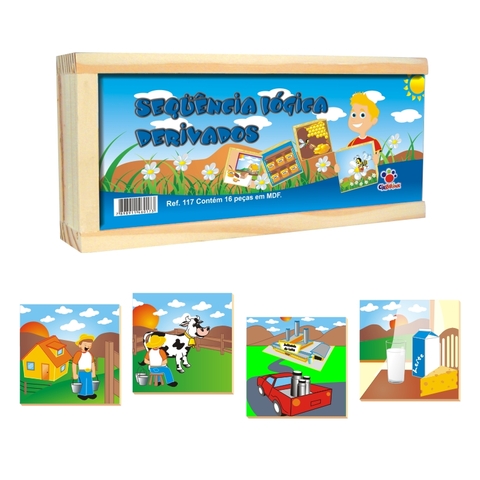Jogo Infantil Sequência Lógica Derivados 16 Peças MDF