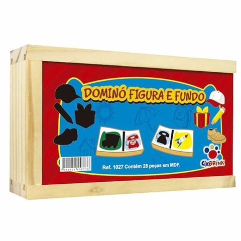 Jogo Educativo Dominó Figuras e Fundo Sombra 28 peças MDF