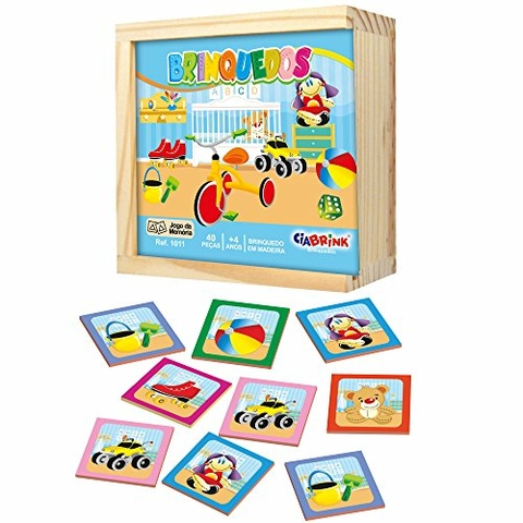 Memória Brinquedos 40 Peças em Madeira