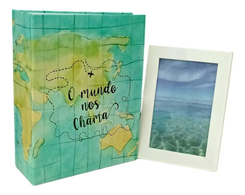 Álbum Viagens 500 Fotos 10x15 Ical + Porta Retrato Mapa