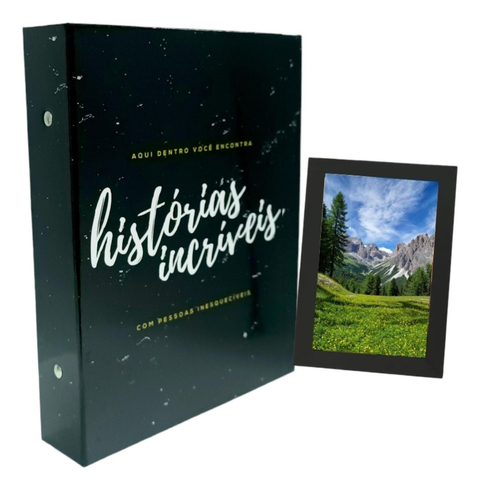 Álbum 160 Fotos 10x15 Folha Preta Ical + Porta Retrato