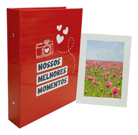 Álbum 160 Fotos 10x15 Folha Preta Ical + Porta Retrato