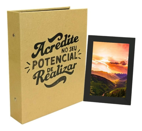 Álbum 160 Fotos 10x15 Folha Preta Ical + Porta Retrato