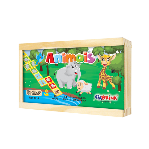 Dominó Animais Em Mdf 28 Peças - Ciabrink