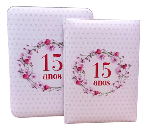 Álbum Maleta 15 Anos Rosa Com Flores Para 100 Fotos 15x21