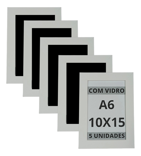 Kit 5 Porta Retratos 10x15 A6 Foto C/ Vidro Mesa E Parede