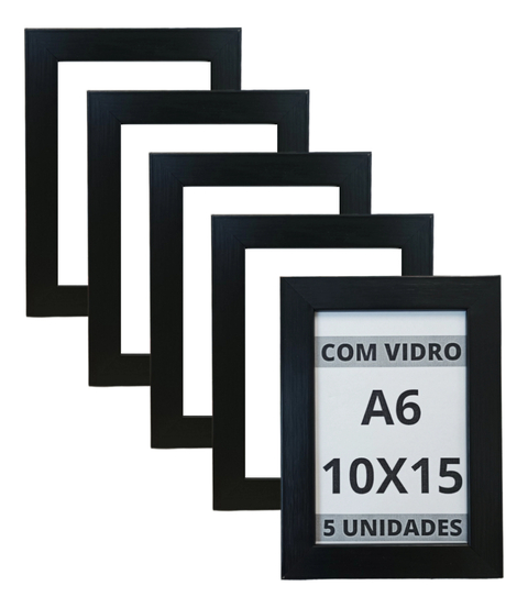 Kit 5 Porta Retratos 10x15 A6 Foto C/ Vidro Mesa E Parede
