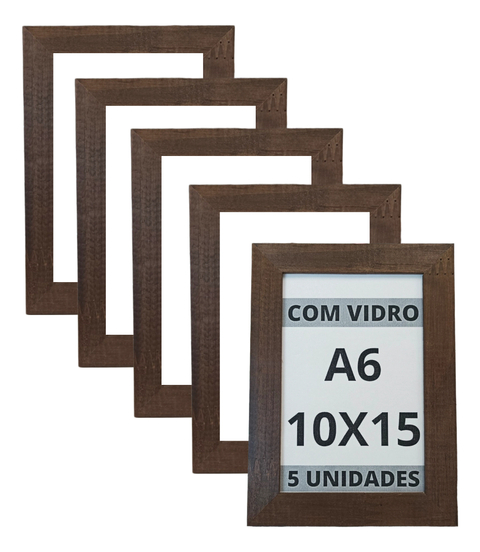 Kit 5 Porta Retratos 10x15 A6 Foto C/ Vidro Mesa E Parede