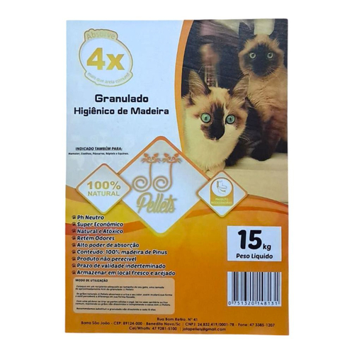 Granulado Higiênico De Madeira Para Pets - Controle de Odores e Biodegradável 15KG