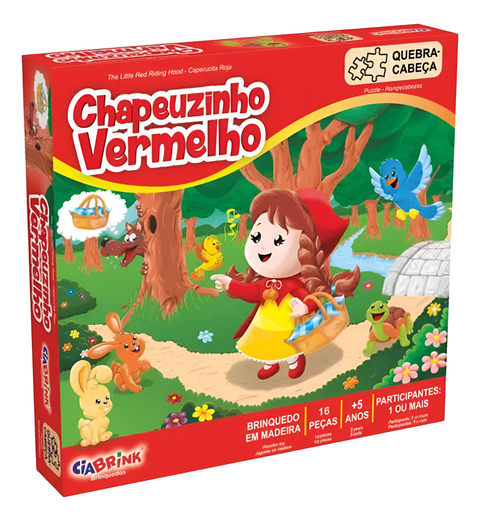 Quebra-cabeça Chapeuzinho Vermelho 16 Peças Mdf