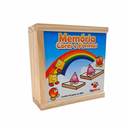 Jogo Da Memória Cores e Formas Brinquedo Educativo Infantil 40 Peças em Mdf