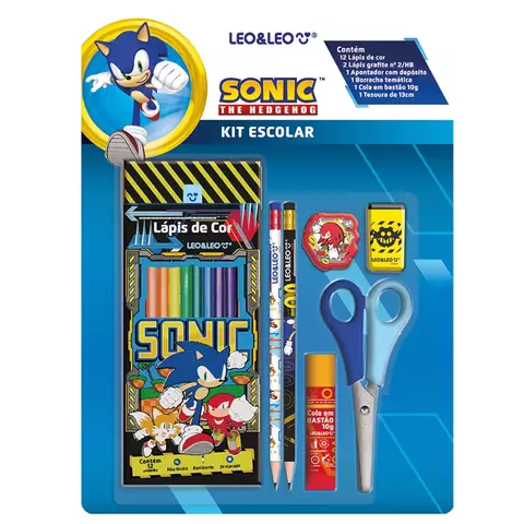 Kit Escolar Sonic 7 Peças Leo e Leo