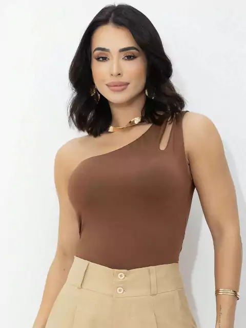 Blusa Feminina Nula Manga Um Ombro Básica