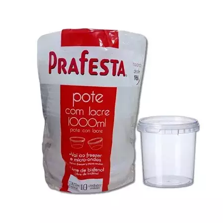 POTE REDONDO COM LACRE 1000ML (10 UNIDADES) - PRAFESTA - comprar online