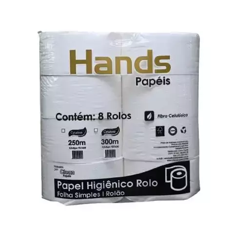 PAPEL HIGIENICO HANDS CELULOSE 8 ROLOS (9X300) - comprar online