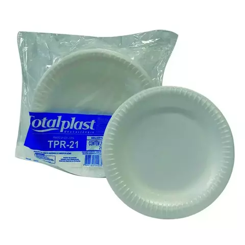PRATO DE ISOPOR RASO 21CM EPS C/20UND - TOTALPLAST - comprar online
