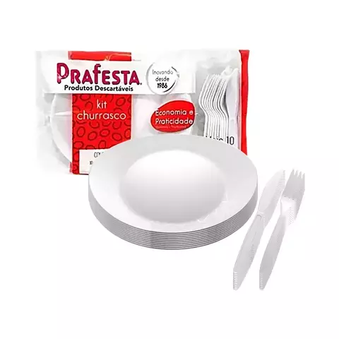KIT CHURRASCO 10 UNIDADES BRANCO - PRAFESTA - comprar online