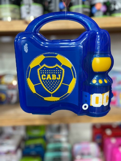 LUNCHERA DE FUTBOL BOCA CON BOTELLA