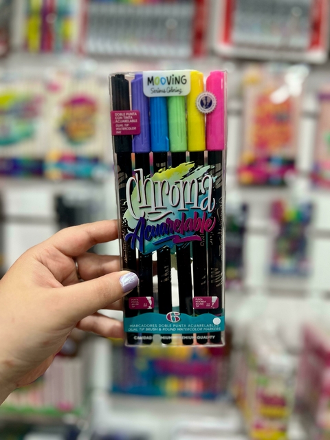 Marcaadores Doble Punta Chroma Acuarelable Mooving x6