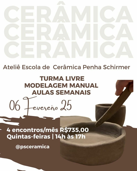 Turma Livre modelagem manual - Aulas Semanais