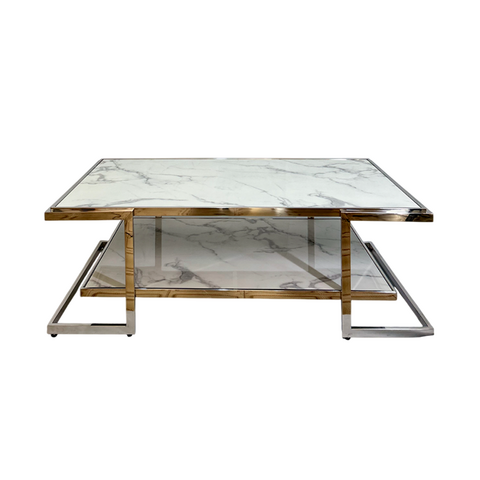 Mesa de centro retangular Elevo em mármore branco