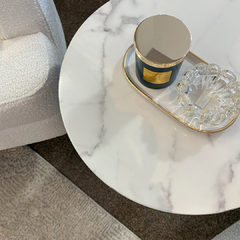Mesa lateral redonda Agnes em mármore branco - loja online