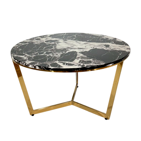 Mesa de centro redonda Aurora G em mármore preto