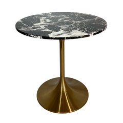 Mesa saarinen redonda em mármore preto