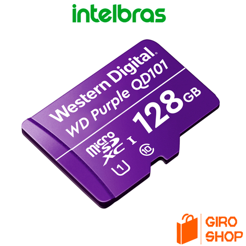 Cartão Micro‑SD Intelbras 128 GB WD Purple para CFTV e Câmeras Veiculares Classe 10 com Health Monitor