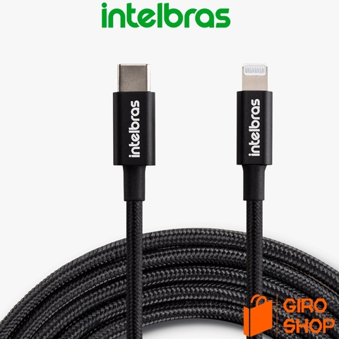 Cabo USB-C para Lightning Intelbras EUCL 15 NP Nylon Preto 1,5m Carregamento Rápido Original