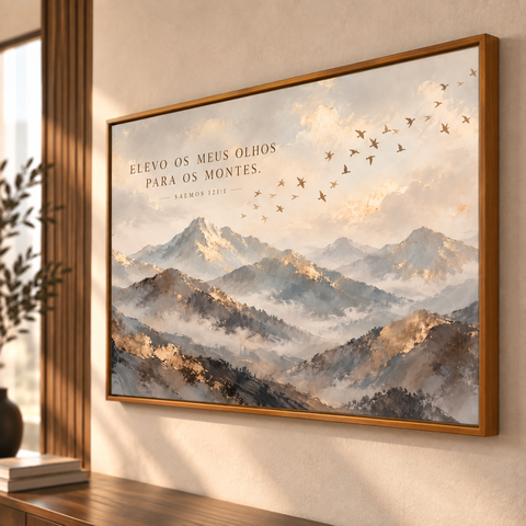 Quadro Cristão Elevo os Meus Olhos para os Montes – Salmos 121
