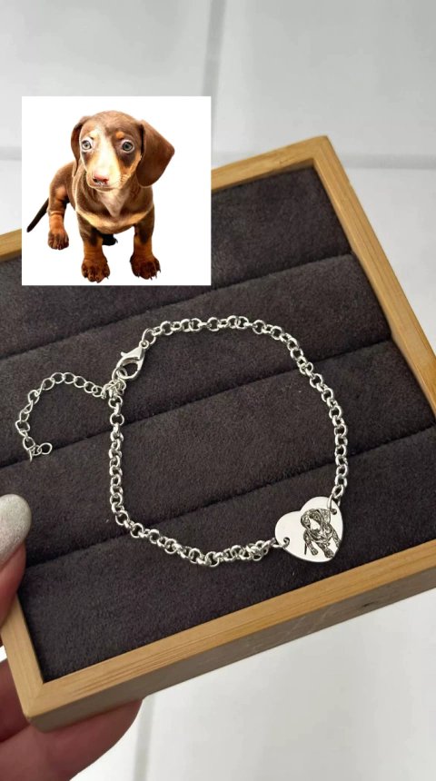 Pulseira personalizada coração - Pode gravar frente e verso