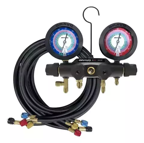 Conjunto Manifold 4 Vias Bravo BPRO-M4 R22 R32 R410A Com Mangueiras