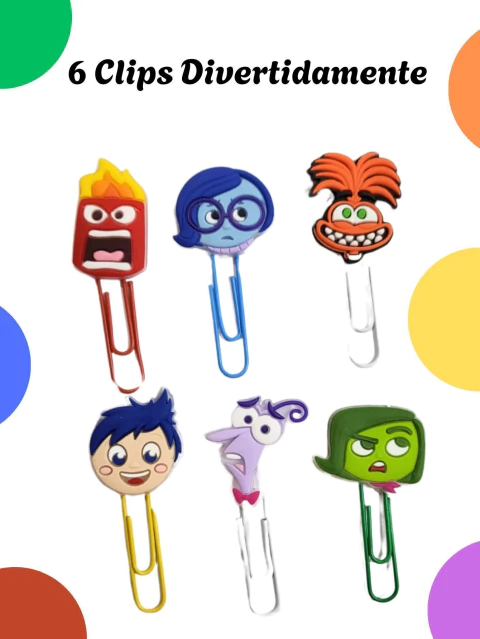 06 Clips Divertidamente clips grande emoçoes papelaria presente volta as aulas organização escritório materia escolar es